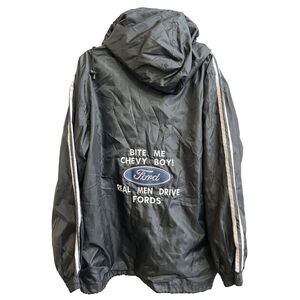 "Bite Me Chevy Boy Real Men Drive Fords" Men L Jacket Vintage Ocean LEE LEE 80's